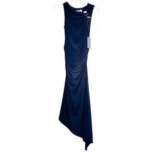 Taylor Black Asymmetrical Draped Maxi Dress XS NWT thumbnail 2
