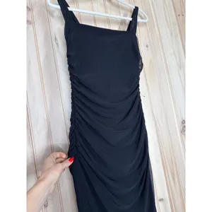NWT Lulus Amazing Presence Black Mesh Ruched Column Maxi Dress Gala Banquet Sz M thumbnail 5