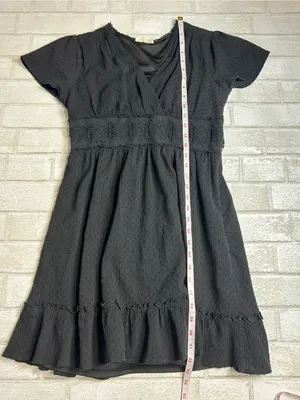 Altar'd State Black Lace-Trim Midi Dress Size Medium thumbnail 8
