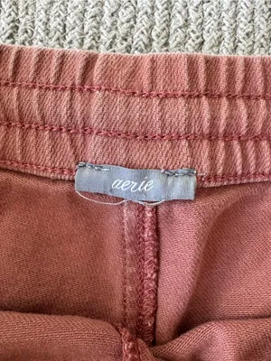 Aerie Burnt Sienna Orange Brown Cutoff Cotton Drawstring Shorts Size Small thumbnail 3