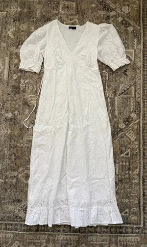 Nobody’s Child White Eyelet Puff Sleeve Midi Dress thumbnail 1
