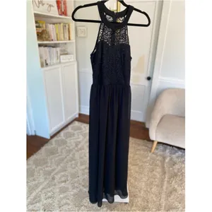 Wedtrend Black Lace Halter Maxi Dress Elegant‎ Formal Wedding Guest S thumbnail 2