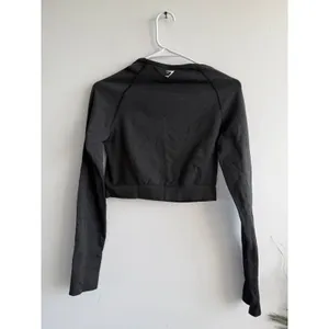 Gymshark Vital Seamless‎ Long Sleeve Crop Top Black Marl Thumbholes B1A3D Medium thumbnail 3