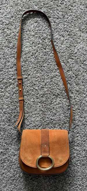 Vince Camuto Kayci Caramel Suede & Leather Crossbody thumbnail 1