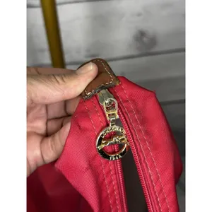 Longchamp Le Pliage Tote Bag Lot of 2 Red Gray Nylon Leather AS IS thumbnail 16