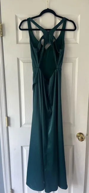 Sequin Hearts Green silk prom dress thumbnail 2