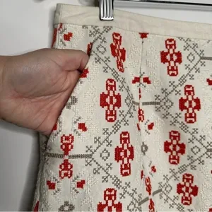 Maeve Anthropologie Blomma Pom Pom Cross Stitch Embroidered Skirt Size 8 thumbnail 4