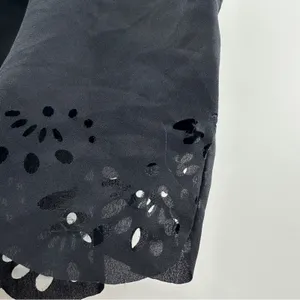 Brandy Melville Black Floral Laser Cut‎ Eyelet High Rise Drawstring Shorts OS thumbnail 6