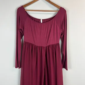 PinkBlush Maxi Dress Womens XL Maroon Off Shoulder Sheer A-Line Unlined Flowy thumbnail 4