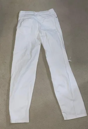 White Ripped Straight Leg Jeans thumbnail 2