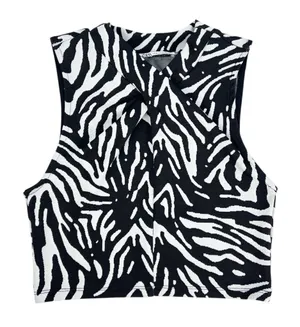 Zara Zebra Print Twist Front Sleeveless Crop Top‎ Size Medium thumbnail 1
