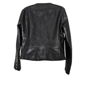 Mango MNG Faux Leather Biker Moto Jacket Womens Medium Black Zip thumbnail 7