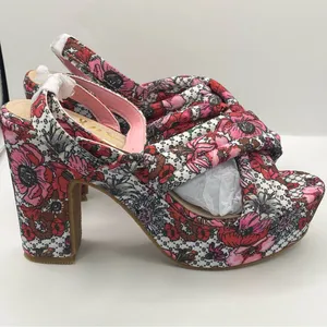 Lulu's Nokunu pink floral ankle strap platform sandals women’s Size 9 thumbnail 7
