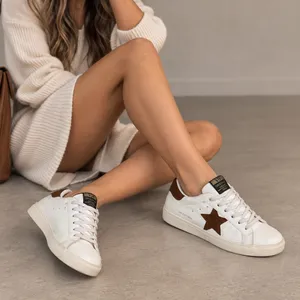 Vintage Havana Gadol White Leather Brown Calf Hair Star Sneakers Low Top Shoes thumbnail 1
