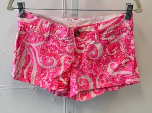 Lilly Pulitzer The Walsh Pink Pout Print Cotton 3" Shorts Sz‎ 00 thumbnail 1