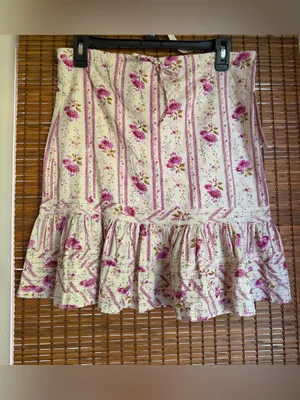 Vintage Angie Girl Floral Cotton Ruffle Mini Skirt Size Medium NWT thumbnail 2