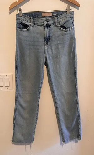 7 For All Mankind Luxe Vintage Edie With Cut Off Hem‎ in Light Blue Wash S28 thumbnail 1