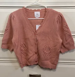 LOLA Studio Dusty Rose Short-Sleeve Knit Cardigan thumbnail 1