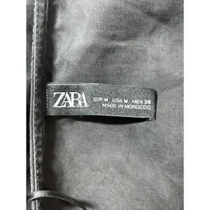 Zara Women's Black V-neck Short Sleeve Button Dow Mini A-Line Shirt Dress Size M thumbnail 3