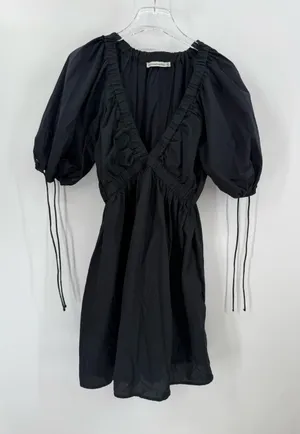 Abercrombie and Fitch black mini dress with puff sleeves size medium thumbnail 1