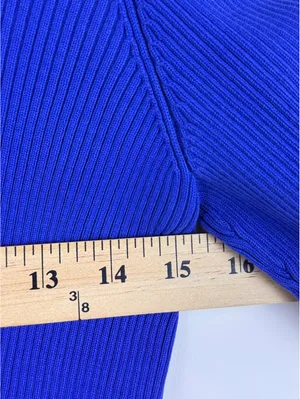 Lauren Ralph Lauren Cobalt Blue Ribbed Cotton Turtleneck Sweater RL Logo XS/S thumbnail 7