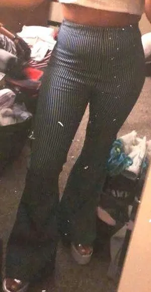Navy And White Striped Pants With Band thumbnail 1