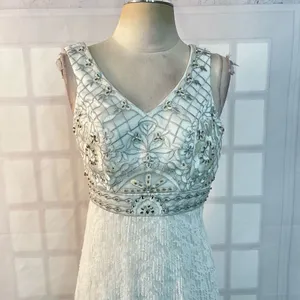 Sue Wong NWT white beaded pleated white lace formal gown size 0 thumbnail 2