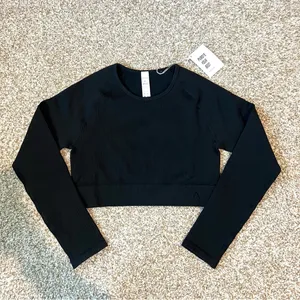 NWT Acta Ribbed Seamless Long Sleeve Shirt in Black Size XL thumbnail 4