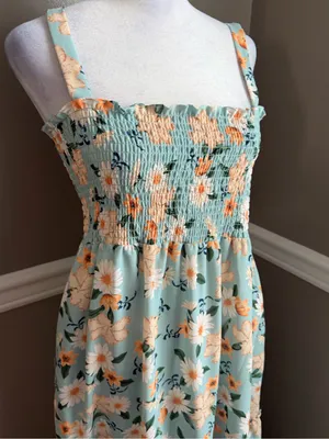 Agua Bendita Womens Lucery Green Floral Print Long Maxi Dress vacation M $380 thumbnail 4