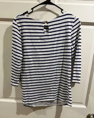 Lilly Pulitzer Navy and White Striped Long Sleeve Boatneck Top Size small thumbnail 1