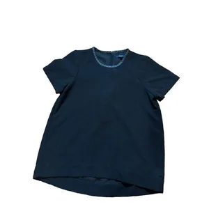 Madewell Black Leather Trim Tailored‎ Top Sz M thumbnail 3