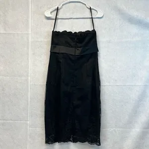 WHITE HOUSE BLACK MARKET Dress Womens Size 4 Black Lace Lined Strapless Cocktail thumbnail 9