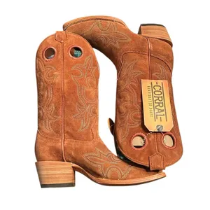 Corral Tan Suede Square Toe Leather Boots(Size 7.5) thumbnail 4
