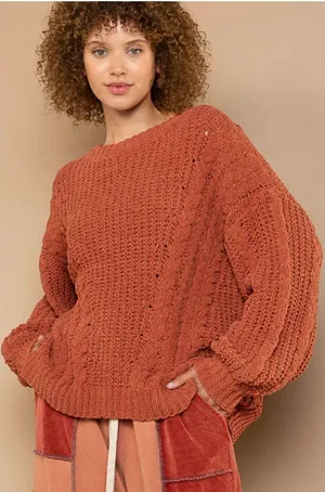 POL Chunky Knit Oversized Orange Sweater Size Small thumbnail 1