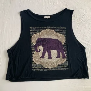 Bear Dance Cropped Black Muscle Tee Purple Elephant Graphic thumbnail 3
