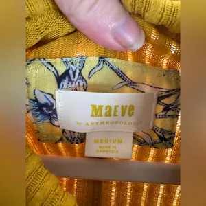 Anthropologie Maeve Chartreuse Ribbed Knit Cowl Neck Sweater Oversized Medium‎ thumbnail 5