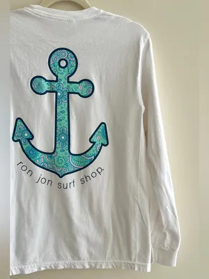 Ron Jon Surf Shop Anchor Myrtle Beach Long Sleeve T-Shirt, White/Blue, Small thumbnail 13
