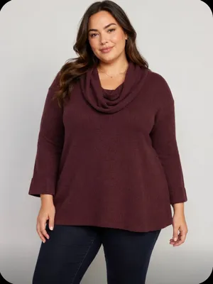 Forgotten Grace burgundy Cowl Neck Sweater xl thumbnail 1