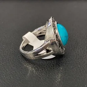 Silver and Turquoise Ring Size 8.5 thumbnail 3