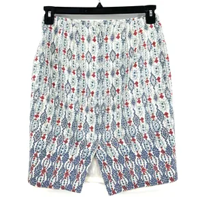 Loft size 2 pencil skirt blue gray‎ white red hidden rear zip thumbnail 2