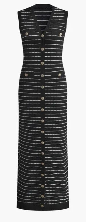 Commense Striped Metal Button Long Sweater Dress Medium Sold Out online thumbnail 1