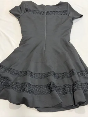White House Black Market Mesh Inset Banded Fit-AndFlare Dress Black SZ 10 thumbnail 13