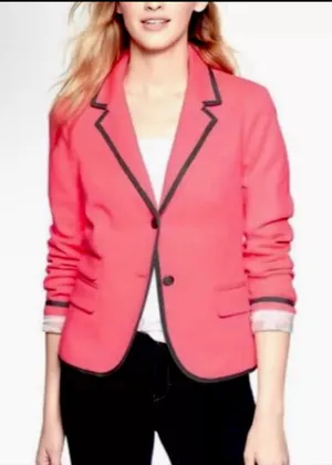 Gap Academy Neon Pink Gray‎ Trim Blazer Jacket Sz 4 thumbnail 1