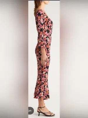 NEW Reformation Kiley Floral Print Long sleeve Midi Dress sz 8 thumbnail 4