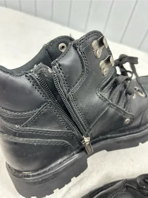 Harley-Davidson Black Leather Lace-Up Motorcycle Boots with Metal Accents Size 9 thumbnail 12