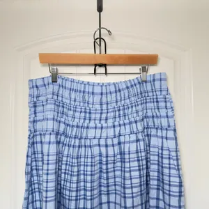 Free Assembly XL 16-18 Blue Plaid Smocked Waistband Embroidered Hem Cottagecore thumbnail 7