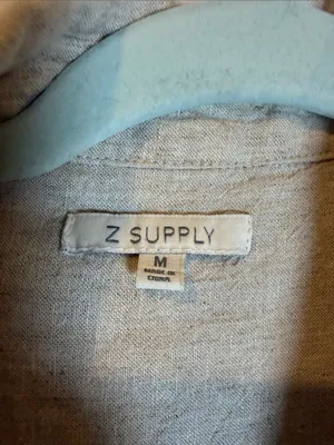 Z Supply Women's Button-Down Shirt flax linen oversized shirt medium thumbnail 6
