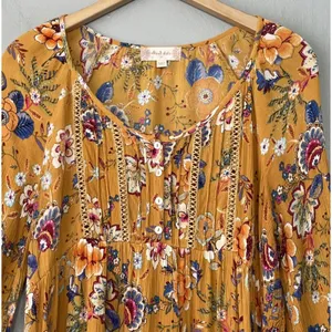 Altar'd State Babydoll Dress Size Small Paisley Peasant Boho Mini Crinkle Hippie thumbnail 4