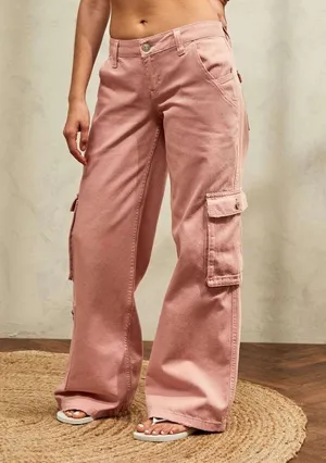 BDG NWOT Urban Outfitters pink cargo baggy jeans thumbnail 1