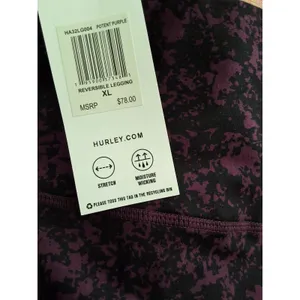 Hurley Size XL Women's Black & Purple Inside Waist Pocket Ankle Leggings NWT thumbnail 10